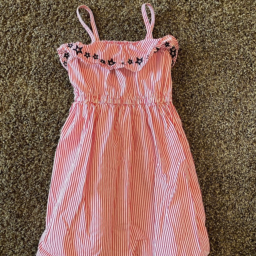 Gymboree Red and White Striped Dress with Black Embroidery